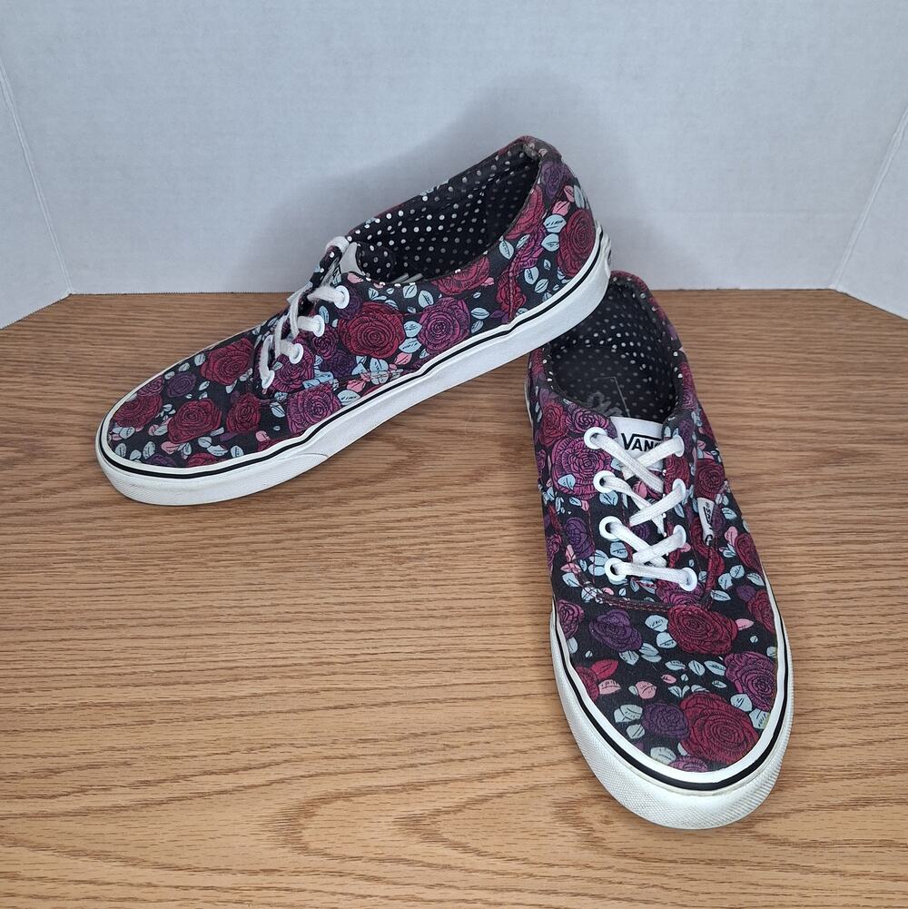 Vans Era Authentic Rose Floral Polka Dot Canvas Sneakers Women's Size 10 Low Top